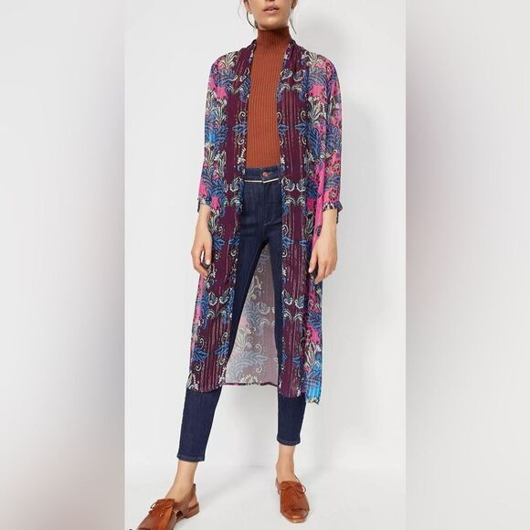 NWOT Bl^nk London Anthropologie Alexandra Floral Long Duster Kimono - One Size - Picture 2 of 7